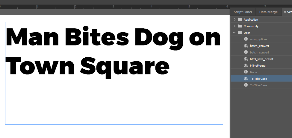 Screenshot of a Titlecase hed in InDesign
